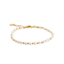 Bracelet femme fantaisie perles blanches plaqué or Maison de la Bijouterie UW3430ZV