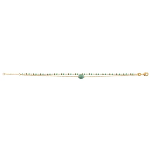 Bracelet femme fantaisie quartzite vert plaqué or Maison de la Bijouterie UW3Y35ZV
