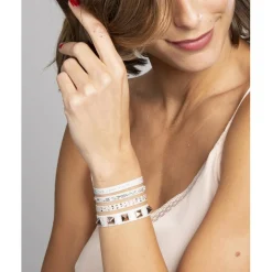 Bracelet Femme Les Interchangeables - Bracelet Pyramide 8 Gris Clair