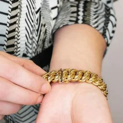 Bracelet femme maille américaine plaqué or - YZYYY0ZU