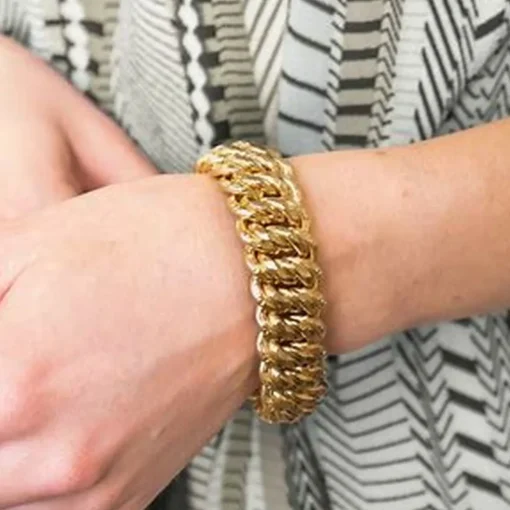 Bracelet femme maille américaine plaqué or - YZYYY0ZU