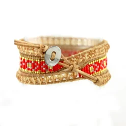 Bracelet Femme MYC-Paris - 3EB021 Cuir Métal Rouge