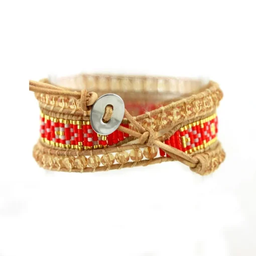 Bracelet Femme MYC-Paris - 3EB021 Cuir Métal Rouge