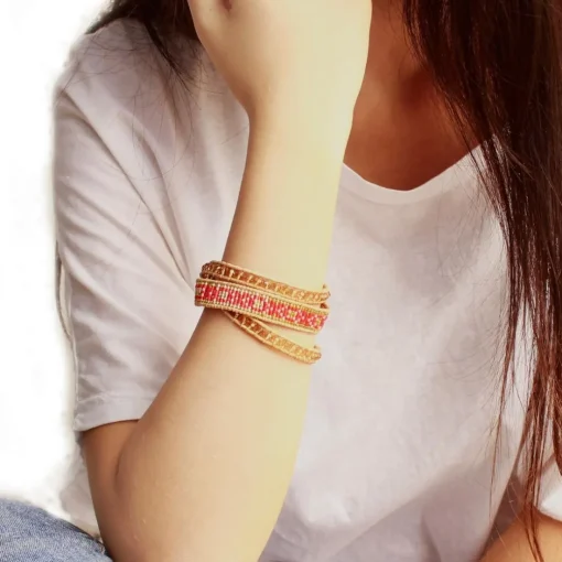 Bracelet Femme MYC-Paris - 3EB021 Cuir Métal Rouge