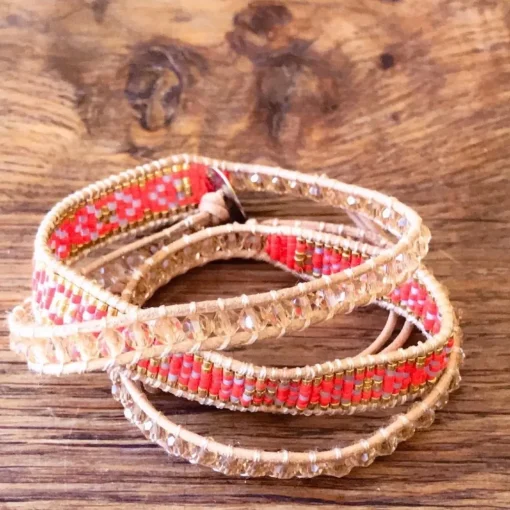 Bracelet Femme MYC-Paris - 3EB021 Cuir Métal Rouge