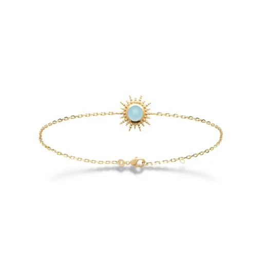 Bracelet femme plaqué or agate bleue serti clos - UW3YUZZV