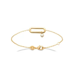 Bracelet femme plaqué or blanc serti clos pampille - UW344ZZV
