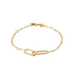 Bracelet femme plaqué or double maillons rectangulaire Maison de la Bijouterie UYZV3UZV