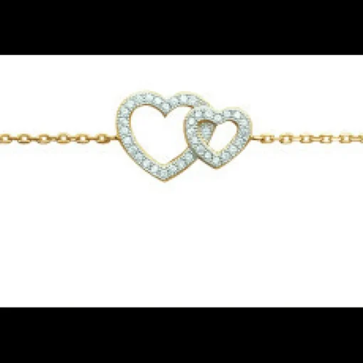 Bracelet Femme plaqué or double coeurs Maison de la Bijouterie UWZ6V6ZV