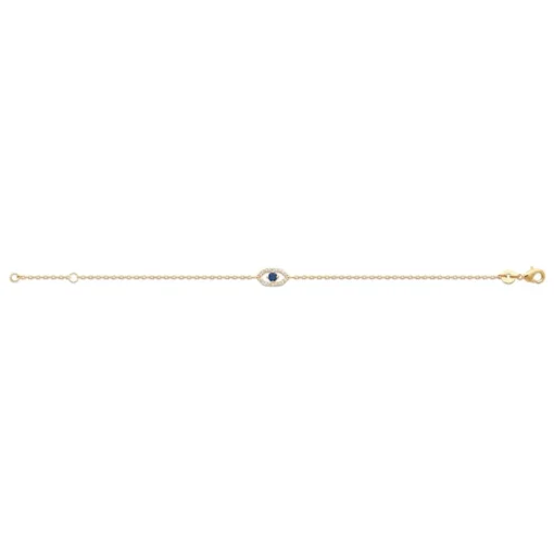 Bracelet femme plaqué or œil pierre bleue Maison de la Bijouterie UW3U5VZV