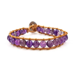 Bracelet Femme Sloya Améthyste et cuir