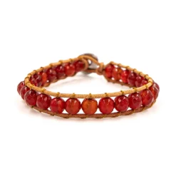 Bracelet Femme Sloya Cornaline et cuir