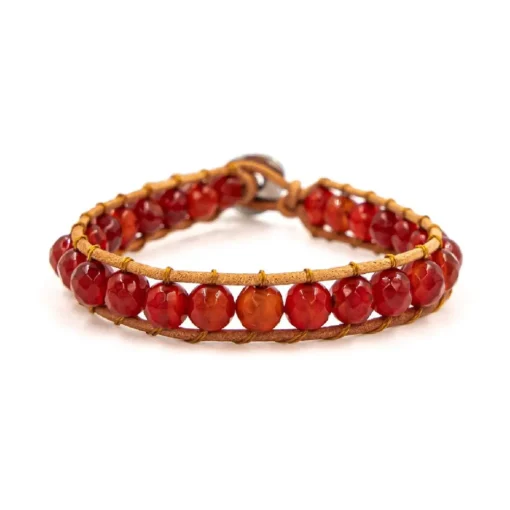 Bracelet Femme Sloya Cornaline et cuir