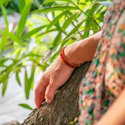 Bracelet Femme Sloya Cornaline et cuir