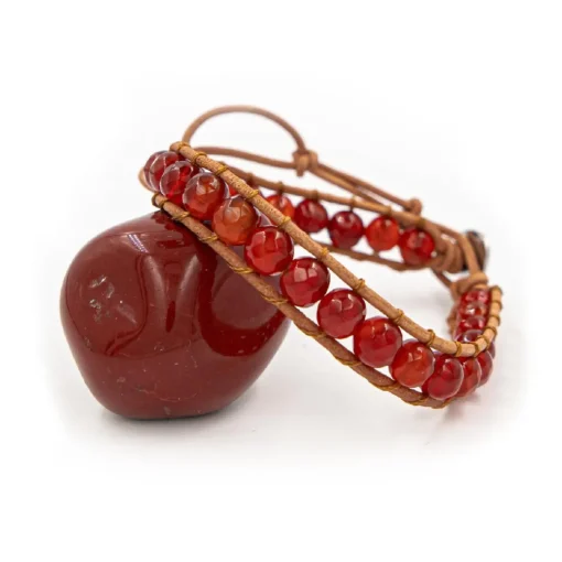 Bracelet Femme Sloya Cornaline et cuir