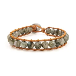 Bracelet Femme Sloya Labradorite et cuir