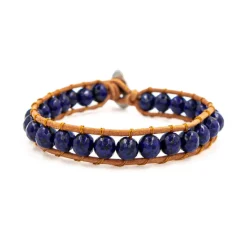 Bracelet Femme Sloya Lapis-lazuli et cuir