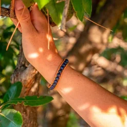 Bracelet Femme Sloya Lapis-lazuli et cuir