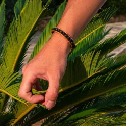 Bracelet Femme Sloya Obsidienne et cuir