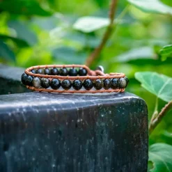 Bracelet Femme Sloya Obsidienne et cuir