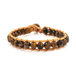 Bracelet Femme Sloya Oeil de tigre et cuir