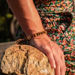 Bracelet Femme Sloya Oeil de tigre et cuir