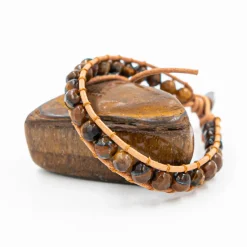 Bracelet Femme Sloya Oeil de tigre et cuir