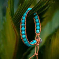 Bracelet Femme Sloya Turquoise et cuir