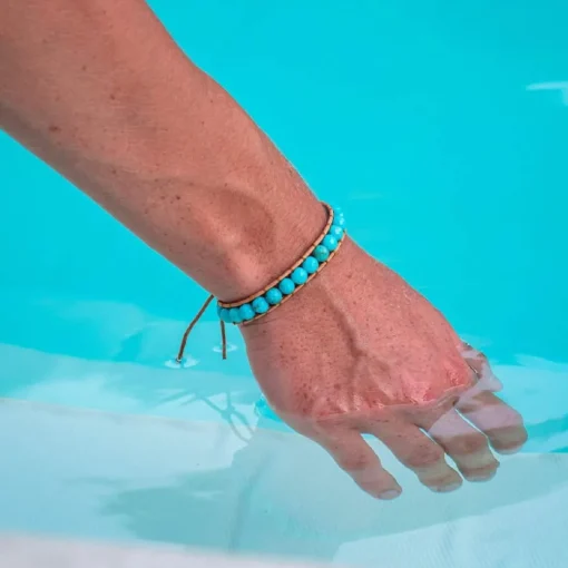 Bracelet Femme Sloya Turquoise et cuir