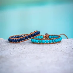 Bracelet Femme Sloya Turquoise et cuir