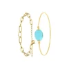 Bracelet Femme So Charm - B2369-DORE+B2492-TURQUOISE - Bracelet Mode Doré