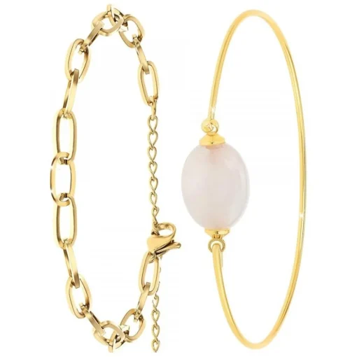 Bracelet Femme So Charm - B2369-DORE+B2492-ROSE - Bracelet Mode Doré