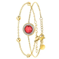 Bracelet Femme So Charm - B2125-ROUGE+B2371-DORE - Bracelet Mode Doré