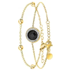 Bracelet Femme So Charm - B2125-NOIR+B2371-DORE - Bracelet Mode Doré