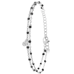 Bracelet Femme So Charm - BD2172-ARGENT-NOIR-DIAMANT - Bracelet Mode Argenté
