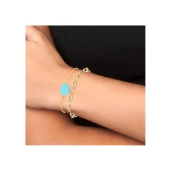 Bracelet Femme So Charm - B2369-DORE+B2492-TURQUOISE - Bracelet Mode Doré