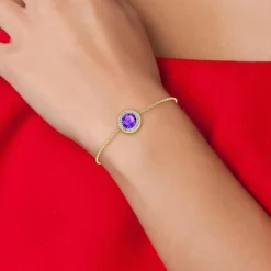 Bracelet Femme So Charm - B2125-VIOLET - Bracelet Mode Doré