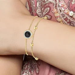 Bracelet Femme So Charm - B2125-NOIR+B2371-DORE - Bracelet Mode Doré