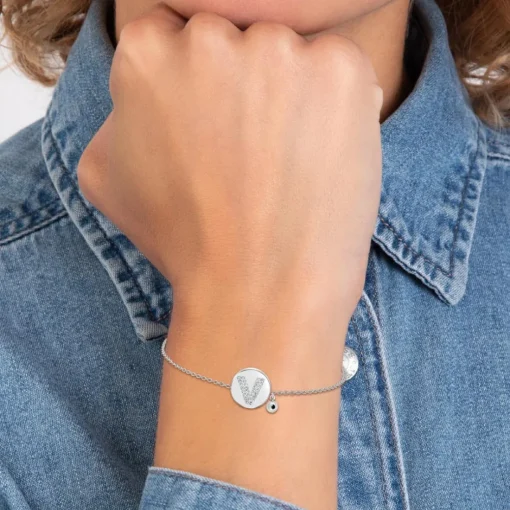 Bracelet Femme So Charm - BD2693-ARGENT-V-DIAMANT - Bracelet Argenté Lettre