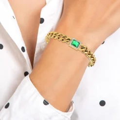 Bracelet Femme So Charm - B3216-DORE-VERT - Bracelet Mode Doré