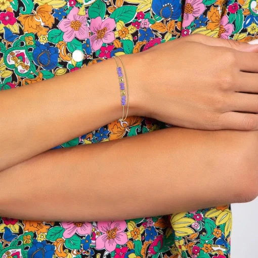 Bracelet Femme So Charm - B4174-VIOLET - Bracelet Mode Doré