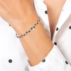 Bracelet Femme So Charm - BD2172-ARGENT-NOIR-DIAMANT - Bracelet Mode Argenté