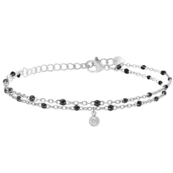 Bracelet Femme So Charm - BD2172-ARGENT-NOIR-DIAMANT - Bracelet Mode Argenté