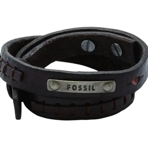 Bracelet Fossil Bijoux JF87354040 - Bracelet Cuir Marron Mode Homme