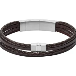 Bracelet Fossil Bijoux JF02934040 - Bracelet Cuir Marron Homme