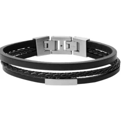 Bracelet Fossil JF03322040 - VINTAGE CASUAL Cuir Noir Homme