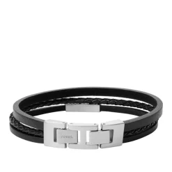 Bracelet Fossil JF03322040 - VINTAGE CASUAL Cuir Noir Homme