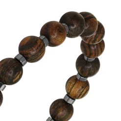Bracelet Homme ROCHET Bracelet MYSTÈRES Perles 8mm Bois et 4 mm Hématite brillante