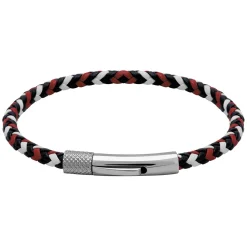 Bracelet Homme ROCHET DRIVER - cuir tressé bleu, blanc, rouge