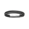 Bracelet Homme acier cuir tressé noir Maison de la Bijouterie 3ZYZY5YZ